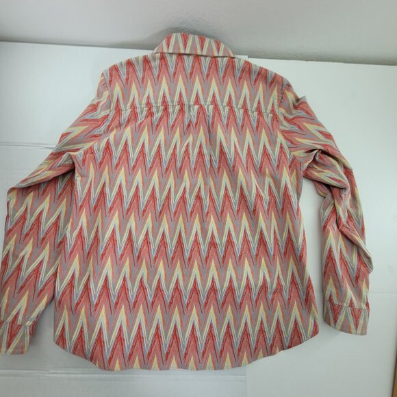 Cabela's Flannel Shirt Women's L Multicolor Chevron Long Sleeve Button Pockets - Picture 3 of 16